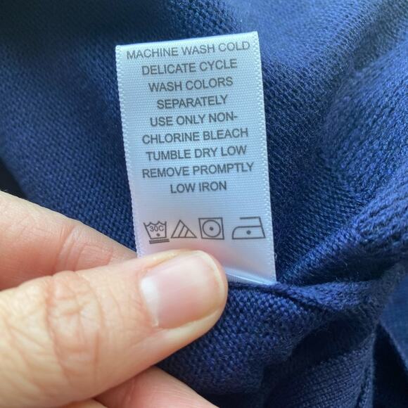 Roaman's NWOT Wool Blend Laced Up Sweater Women's 1X Navy Blue Boho Coastal - Picture 8 of 8